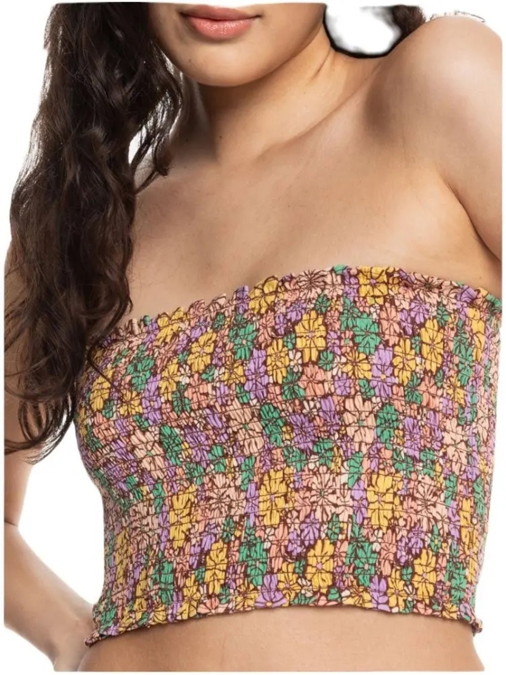 Roxy Strapless Floral Crop Strapless Tube Top Size M